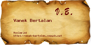 Vanek Bertalan névjegykártya
